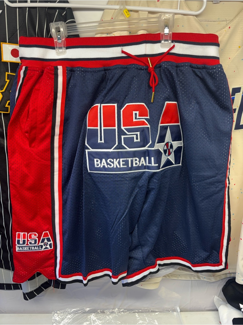 Just Don Navy and Red USA Basketball Mesh Shorts